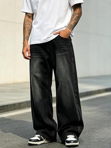 Mens Straight Leg Jeans Y2k Baggy Skater Jeans Joggers Vintage Denim Pants for Men thumbnail 2