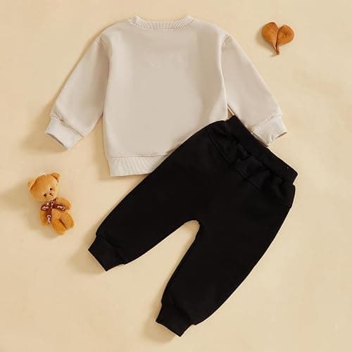 Sejardin Toddler Baby Boy Clothes Cute Fall Winter Outfit 6 12 18 24M 3T Letter Long Sleeve Sweatshirts and Jogger Pants Set thumbnail 3