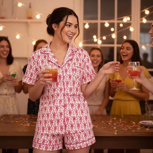 Cedemtuni Cute Pajama Sets for Women 2 Piece Y2k Monkey Button Down Pjs Holiday Sleepwear thumbnail 5