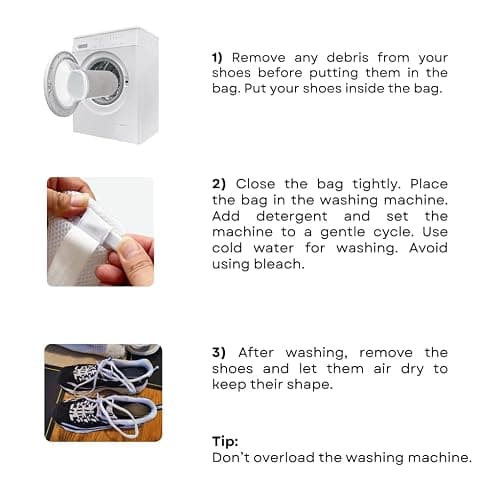 Shoe Washing Machine Bag for 1 Large Pair Shoes – Eliminate Sports Shoe Odor with Reusable Laundry Shoe Bags and Protect Clothes - White Mesh Shoe Bag for laundry items thumbnail 8