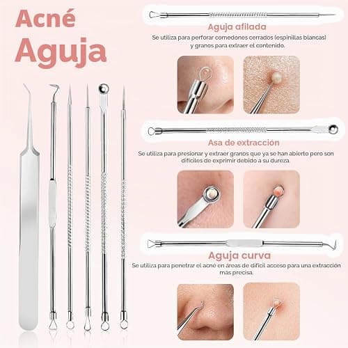 BUTBU Succionador de Puntos Negros, Limpiador de Poros Electrico Con 6 Cabezales y 3 Modos, 16 Piezas Limpiador de Poros Kit, para Eliminars Puntos Negros,Comedones y El Acné Graso thumbnail 6