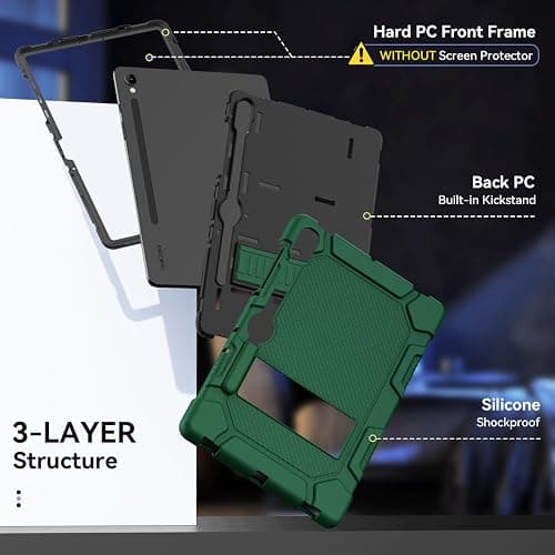 Cantis Case for Samsung Galaxy Tab S10 FE/ S9 FE 5G 10.9 Inch/Galaxy Tab S9 11 Inch 2023, Heavy Duty Shockproof Tablet Case Support S Pen, Alpine Green thumbnail 4