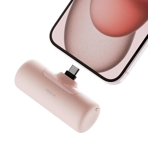 iWALK Portable Charger for iPhone 15/16/17, Power Bank with Build-in USB C Connector, 4,500mAh Battery Pack Phone Charger for iPhone Series, Samsung S22/23/24 Series and Android, Pink - Image 1