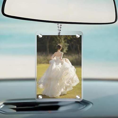 CYUXING 2Pcs Car Hanging Photo Holder Universal Magnetic Car Picture Frame Rear View Mirror Accessories Ornaments Decor Personalized Acrylic Transparent for Dads Gift thumbnail 4