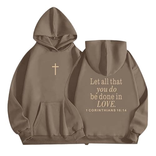 Lytiarul Let All That You Do Be Done in Love Hoodie for Women Christian Faith Sweatshirt Bible Verse Religious Pullover Tops - Image 1