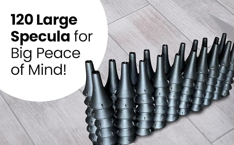 120 Large Diameter Specula for 4th and 5th Generation Doctor Mom Otoscope Perfect for Adults & Older Children Important- NOT for Dr Mom 3rd Gen and Original otoscopes. thumbnail 4
