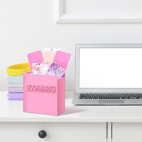 Honeydak 3D Printed Book Shaped Bookmark Holder Bookmark Holder Display Teacher Appreciation Gifts Office Desk Supplies Funny Bookmark Accessories(Pink) thumbnail 4
