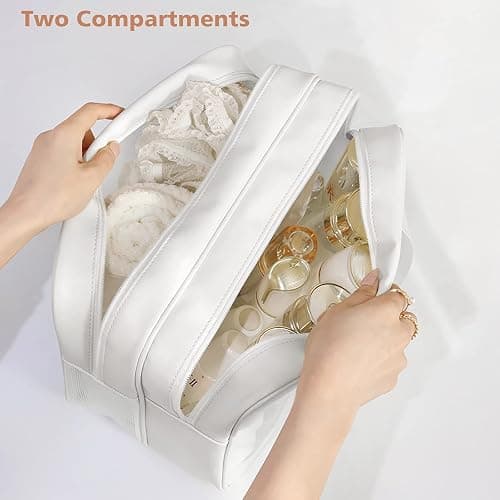 DAPOWER Travel Toiletry Bag for Women and Men, Matte Translucent Toiletry Bag with Handy Handle, Makeup Cosmetic Organizer Bag for Travel Toiletries Accessories (White-XL) thumbnail 3