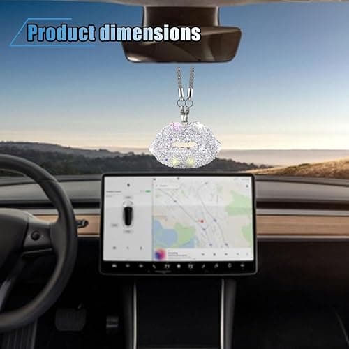 Bling Lip Diamond Hanging Accessories for Women, Crystal Rhinestone Rear View Mirror Charm, Lucky Car Decor Pendant Auto Interior Ornament, Valentine's Day Present (White) thumbnail 4