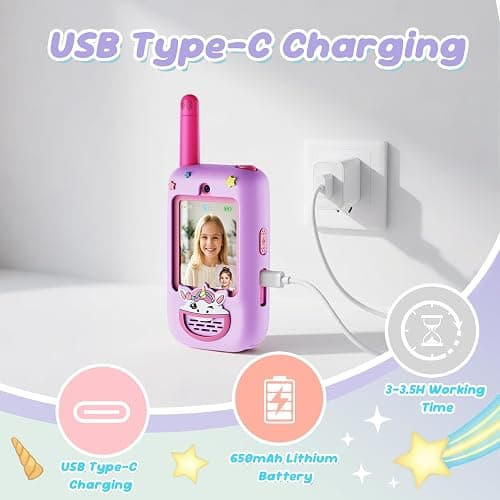 Video Walkie Talkies for Kids, 2 Pack with HD Camera, Long Range Two Way Radio with 4 Voice Effects, Christmas Birthday Gifts for Boys and Girls 3 4 5 6 7 8 9 Year Olds thumbnail 7