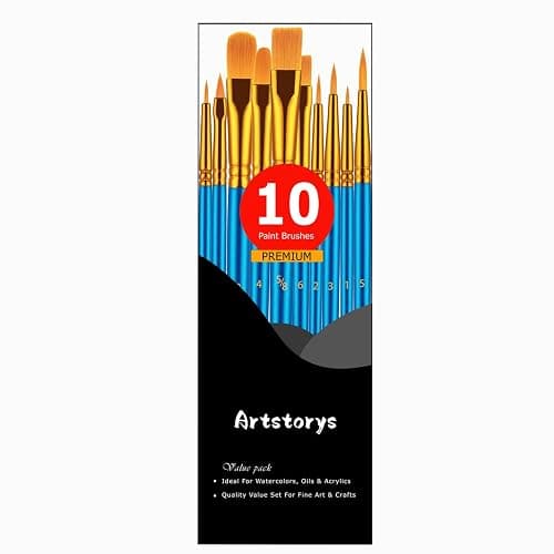 Paint Brush Set, 10 Pcs Paint Brushes for Acrylic Painting, Round Pointed Tip Detail Small Paint Brush for Oil Watercolor Canvas Face Body Boards Rock, Kids Adult Drawing Arts Crafts Supplies, Blue thumbnail 2