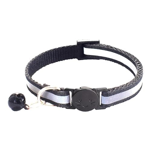 zulinlong 2 Pack Breakaway Cat Collars with Bells, Reflective Design and Claw Print Design, Safety Buckle Kitten Collars Adjustable from 7.5 to 12.5 Inches (Black) thumbnail 4