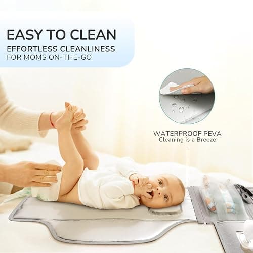 Alatino Portable Diaper Changing Pad for Baby, Detachable Travel Changing Pad with Baby Wipes Pocket, Gifts for Baby Shower, Newborn Girls and Boys (Grey) thumbnail 4