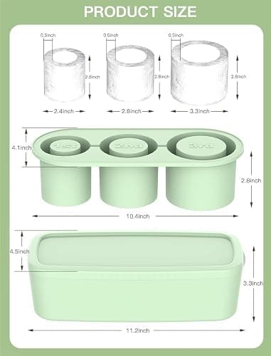 Ice Cube Tray for Stanley Cups, Stanley Ice Mold Compatible with 40Oz Tumbler, Ice Cube Tray with Lid and Bin, 3 Sizes Stanley Cup Ice Mold for Chilling Drinks, Coffee, Juice, Whiskey (Green) thumbnail 2