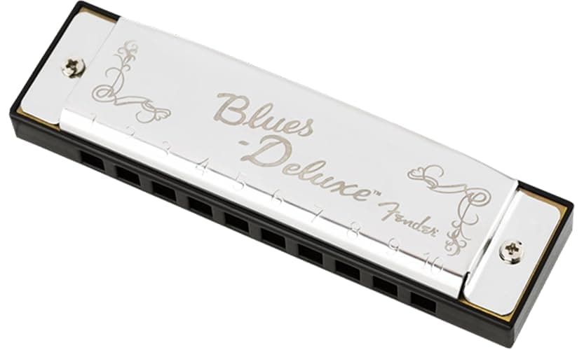 Fender Blues Deluxe Harmonica - Key of C Bundle with Carrying Case, Austin Bazaar Online Manual, and Polishing Cloth thumbnail 7