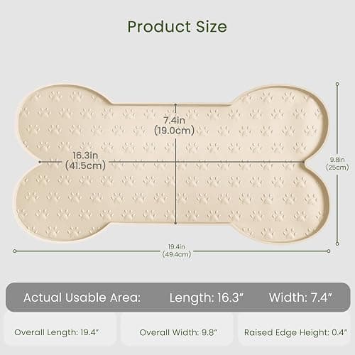 PWTAA Dog Food Mat Anti-Slip Silicone Dog Bowl Mat Thicker Pet Placemat Waterproof Cat Feeder Pad with Raised Edge Puppy Kitten Feeding Mats Suitable Small Medium-Sized Dogs Cats Eating Tray thumbnail 3