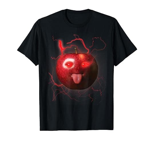 Funny Silly AI Apple gen z Meme BrainRot Humor Tongue Out T-Shirt - Image 1