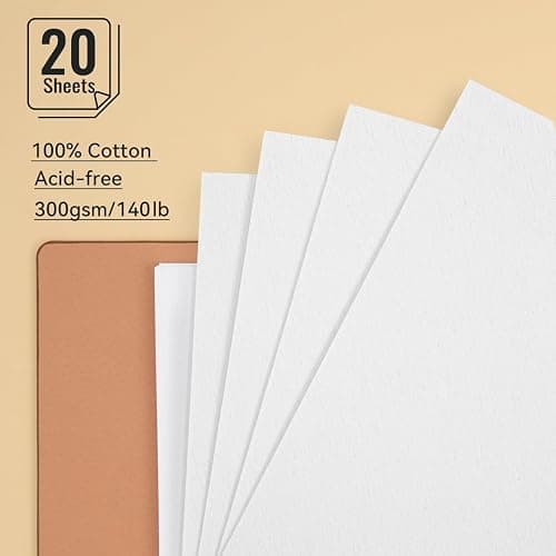 Lightwish Watercolor Sketchbook,100% Cotton Acid Free Watercolor Journal,300gsm/140lb Cold Press Watercolor Paper for Artists,Adults,Students,20 Sheets,9.25 * 6.3 Inches thumbnail 3