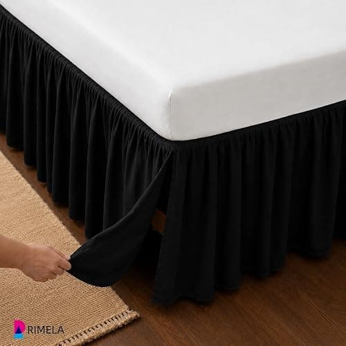 RIMELA Black Platform Dorm Bed Skirt Twin XL 25 Inch Drop, Extra Long Bedskirt with Split Corner for Raised & Lofted Bed, Bedroom Decor for Hide Clutter & Provides Privacy, Soft, Machine Washable thumbnail 7