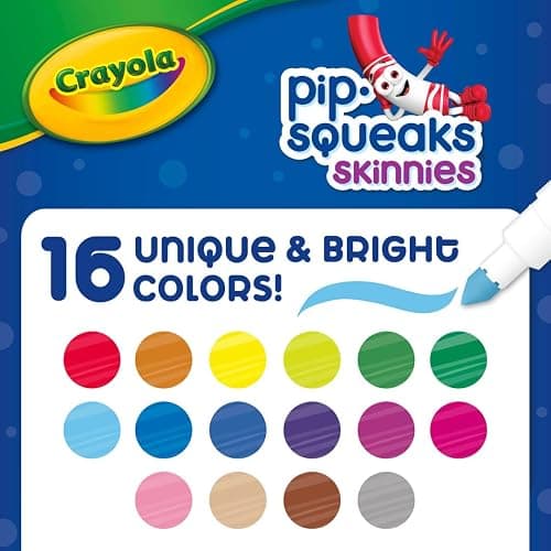 Crayola Pip Squeaks Skinnies Washable Marker Set (16ct), Mini Markers for Toddlers, Thin Coloring Markers for Kids, Toddler Arts & Craft Supplies thumbnail 3