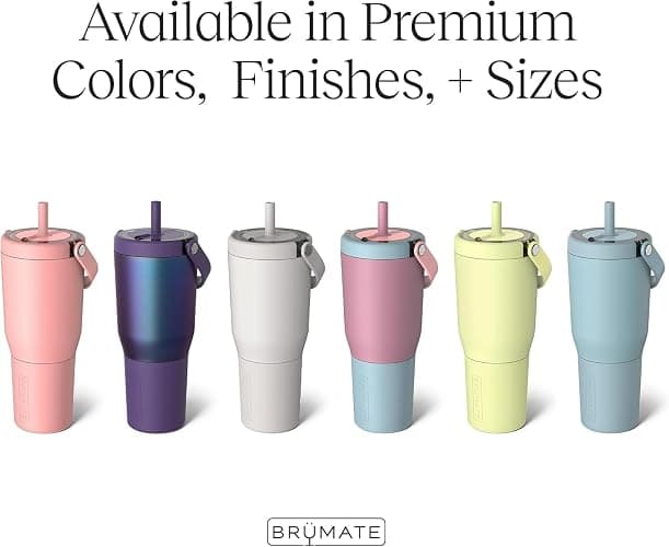 BrüMate Resa 35oz 100% Leakproof Tumbler w/Handle & Straw | Flexible SoftSip Straw | Silicone Sleeve for Durability | Stainless Steel | Cup Holder & Travel Friendly Water Bottle (White Polka Dots) thumbnail 4