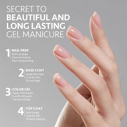 GAOY 16ml 2 Pcs Glassy Gel Top Coat and Base Coat Set,No Wipe Foundation Combination for UV Light Cure Nail Polish thumbnail 5