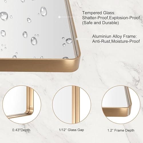 LOAAO 22”X30” Gold Bathroom Mirror thumbnail 6