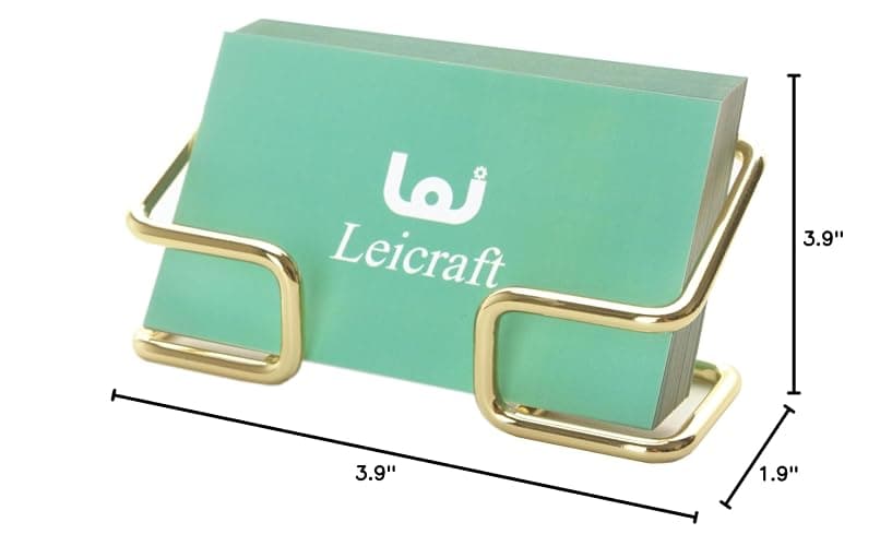 Leicraft Business Card Holder for Desk, Cute Metal Card Organizers and Office Desk Accessories for Men and Women (Golden) thumbnail 3