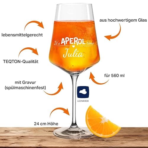 Leonardo Aperolglas PUCCINI 560ml It's Aperol time mit Namen oder Wunschtext graviert - personalisiertes Premium Aperolglas als Geschenkidee für Männer und Frauen thumbnail 6