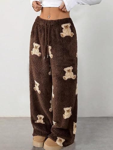 Leopard Pants Women Therian Fuzzy Pajama Pants Y2k Cheetah Pants Grunge High Waisted Fluffy Pants thumbnail 4