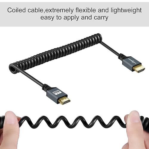 Twozoh HDMI to HDMI Coiled Cable, Support 3D,4K UHD, 1080p, HDMI 2.0a 2.0b 2.0 1.4a (Extend up to 1.5M/5FT) thumbnail 3