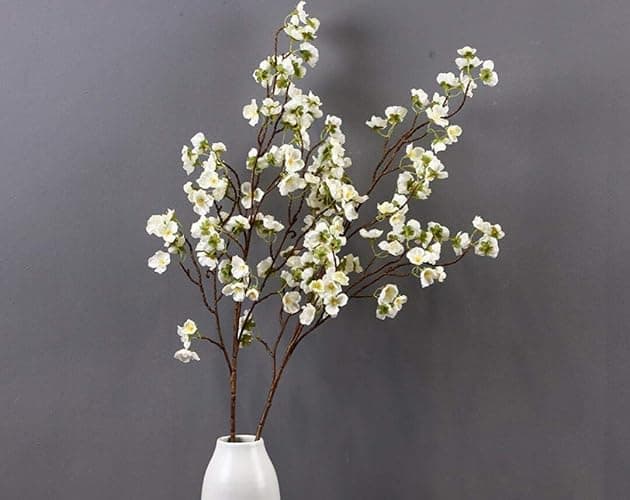 Olivachel Artificial Flowers Faux Plum Cherry Blossom Branches Fake Long Flower Stems for Home Wedding Party Decoration (White, 4Pcs/Pack) thumbnail 7