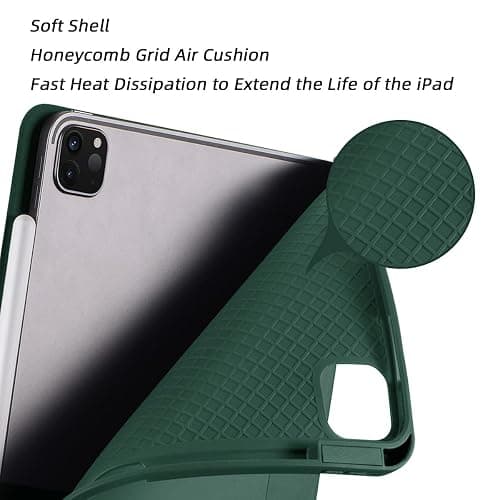 SIWENGDE Case for iPad Pro 11 Inch 4th/3rd/2nd Generation 2022/2021/2020 with Pencil Holder [Support iPad 2nd Pencil Charging] Slim Trifold Stand Smart Protective Cover, Auto Wake/Sleep(Dark Green) thumbnail 3