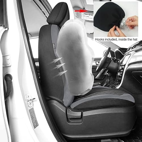 Chifeng Full Set Universal Car Seat Covers for Ford Edge Fiesta Focus Ka+ plus Kuga Mondeo Puma – Front and Rear Split Bench Car Seat Cover - Polyester seat cover (Grey) thumbnail 5