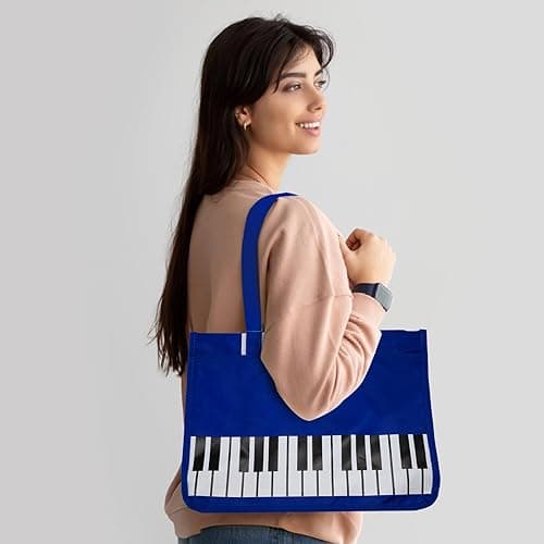 BestSounds Piano Bag, Zipper Waterproof Oxford Cloth Music Piano Accessories Book Bag Tote for Students Kids, Girls, Women, Gifts for Music Lovers Musicians (Dark Blue) thumbnail 8