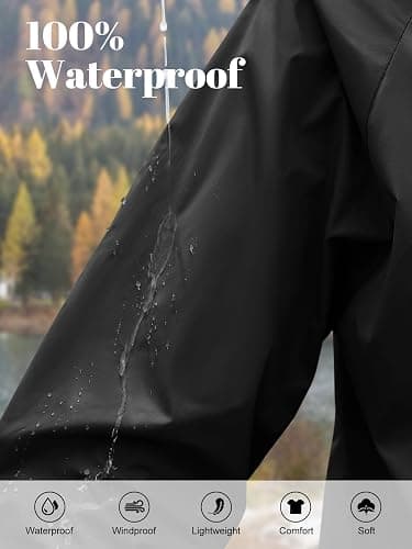 PITINAN Lightweight Rain Jacket Women Packable with Hood Travel XS-3XL | Rain Jackets For Women Waterproof Foldable Reflective Wind Breaker Compact Raincoat For Summer Outdoor Rainwear thumbnail 4