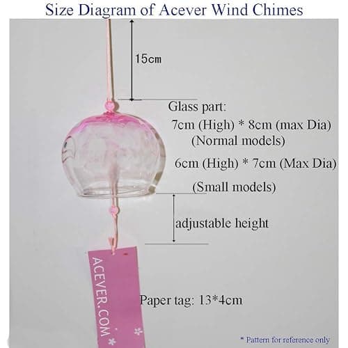 Japanese Glass Wind Chimes Bells Handmade Glass Suncatcher Birthday Christmas New Year Valentine's Day Mothers Day Back to School Gift Garden Home Decors, Red Orange thumbnail 5