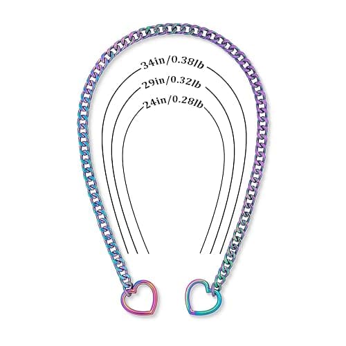 ADEMISHIA Heart O-ring Slip Chain Necklace For Women, Handmade Punk Gothic Cuban Necklace Jewelry Adjustable Lariat Y-Necklace - Rainbow - 34" thumbnail 4