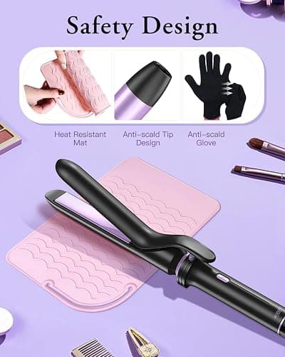 5 in 1 Curling Iron, Curling Wand Set with Thermal Brush, Flat Iron Hair Straightener, 3 Ceramic Irons (0.35"-1"), 13 Adjustable Temps, Hair Curler Waver with Heat Resistant Mat, Glove, Clip thumbnail 6