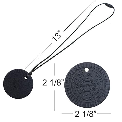 Chew Necklaces for Sensory Kids, Silicone Chewable Pendant for Autism, Chewing, ADHD, SPD, Sensory Oral Motor Aids for Boys and Girls, Chewy Toy for Adults (Black) thumbnail 2