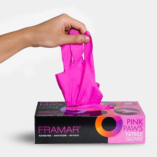FRAMAR Pink Gloves Disposable Latex Free – Pink Nitrile Gloves Medium, Latex Free Glove Medium, Guantes De Nitrilo, For Hair Dye, Salon, Cleaning, Tattoo, Food Prep, Powder Free – 100 Pack thumbnail 8