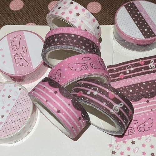 5Rolls Pink Strawberry Musical Note Glitter Washi Tape Set Decorative Star Masking Tapes Bulk Cute Washi Sticker for Journaling Kawaii Sparkling Scrapbook Tape Supplies for Craft Scrapbooking Journal thumbnail 8