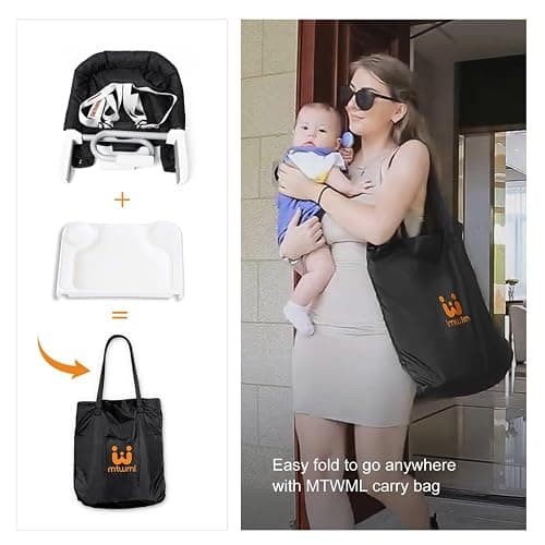MTWML Hook On High Chair with Tray,Portable Baby High Chair That Attaches to Table,Clip On Fast Table Seat for Babies and Toddlers.Baby Feeding Seat for Dining Tables and Counter(Pure-Black) thumbnail 6