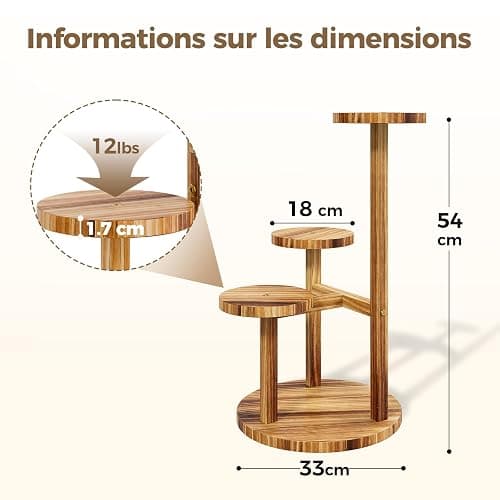 Bamworld Étagère Plante à 3 Niveaux, Porte Plante Intérieur Extérieur, Support Plante, Meuble Plante pour Fleurs, Terrasse, Jardin, Balcon, Salon. thumbnail 3