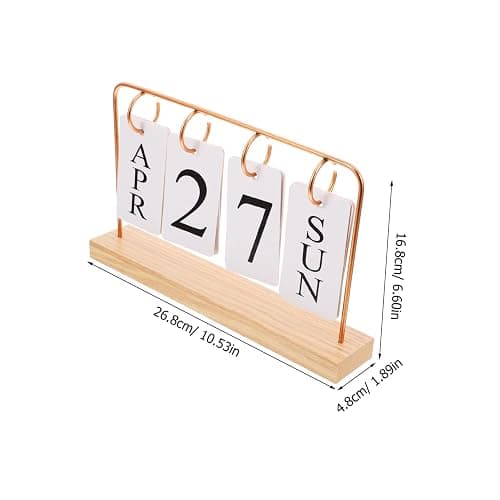 DOITOOL Perpetual Flip Desk Calendar with Wooden Base Reusable Retro Desktop Calendar for Office and Home thumbnail 2