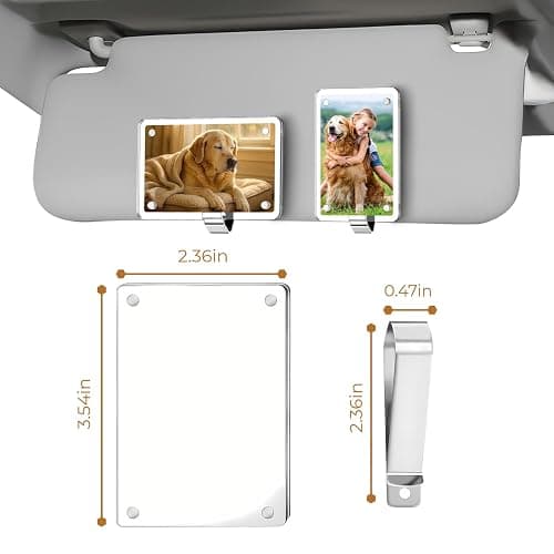 CONEATI 4-Pack Car Picture Holder, Acrylic Car Visor Photo Clips, Personalized Car Accessories Magnetic Car Sunshade Photo Frame for Adding Family or Personal Photos, Gifts thumbnail 3