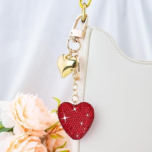 Heart Keychain Cute Bling Rhinestone Key Chain For Car Keys Bag Charms Purse Charms Accessories thumbnail 5