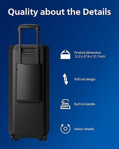 Philips X5206 bluetooth party speaker, portable with wheels, exciting light show, karaoke machine with microphone and Guitar Input, powerful bass & subwoofer, long playtime, perfect for outdoor events thumbnail 9