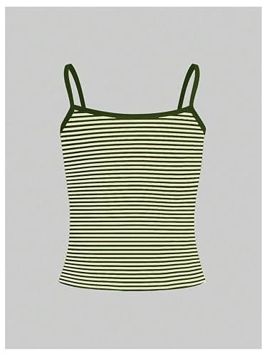 WDIRARA Women's Striped Cami Top Summer Spaghetti Strap Camisole Tops thumbnail 2