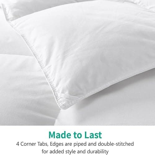 APSMILE Queen Size Feathers Down Comforter - Ultra Soft All Seasons 100% Organic Cotton Feathers Down Duvet Insert Medium Warm Quilted Bed Comforter with Corner Tabs (90x90,Ivory White) thumbnail 7